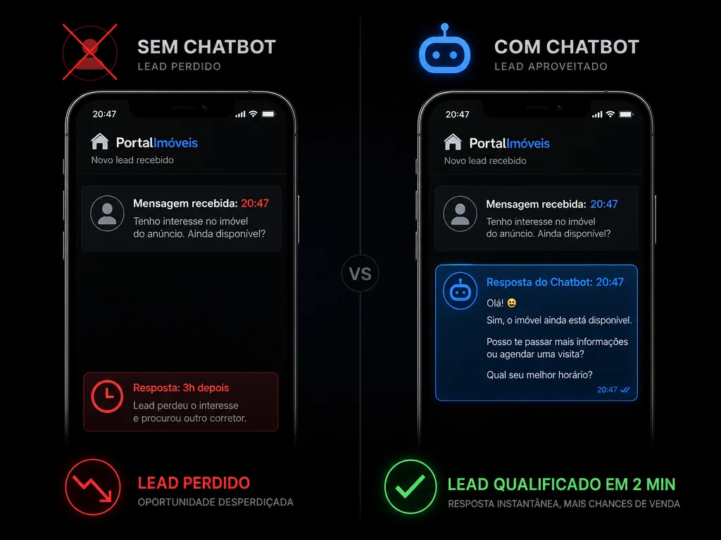 Velocidade de resposta para leads de imobiliária — bot vs resposta manual