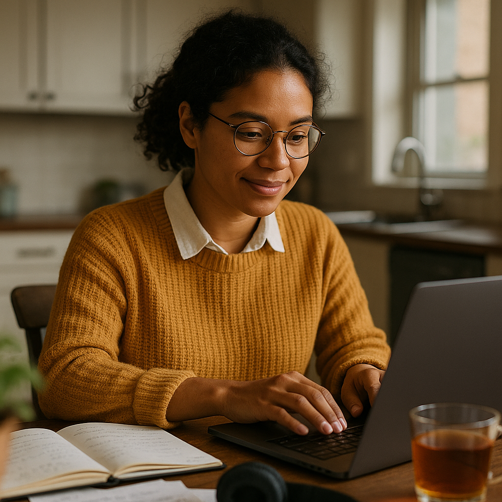 Empreendedora trabalhando com sistema de automação